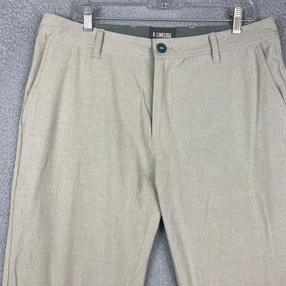 Linksoul Mens Pants Chino Golf‎ Beige Stretch Performance 34R **Actual 36x32